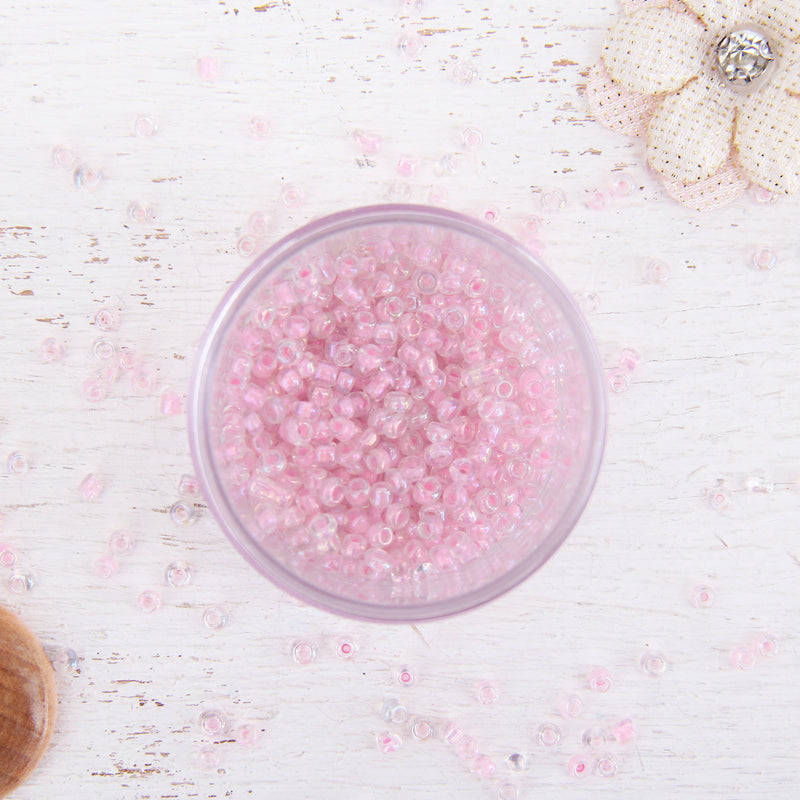 Light Pink Glass Seed Beads, Size 12, Round - Threadart.com