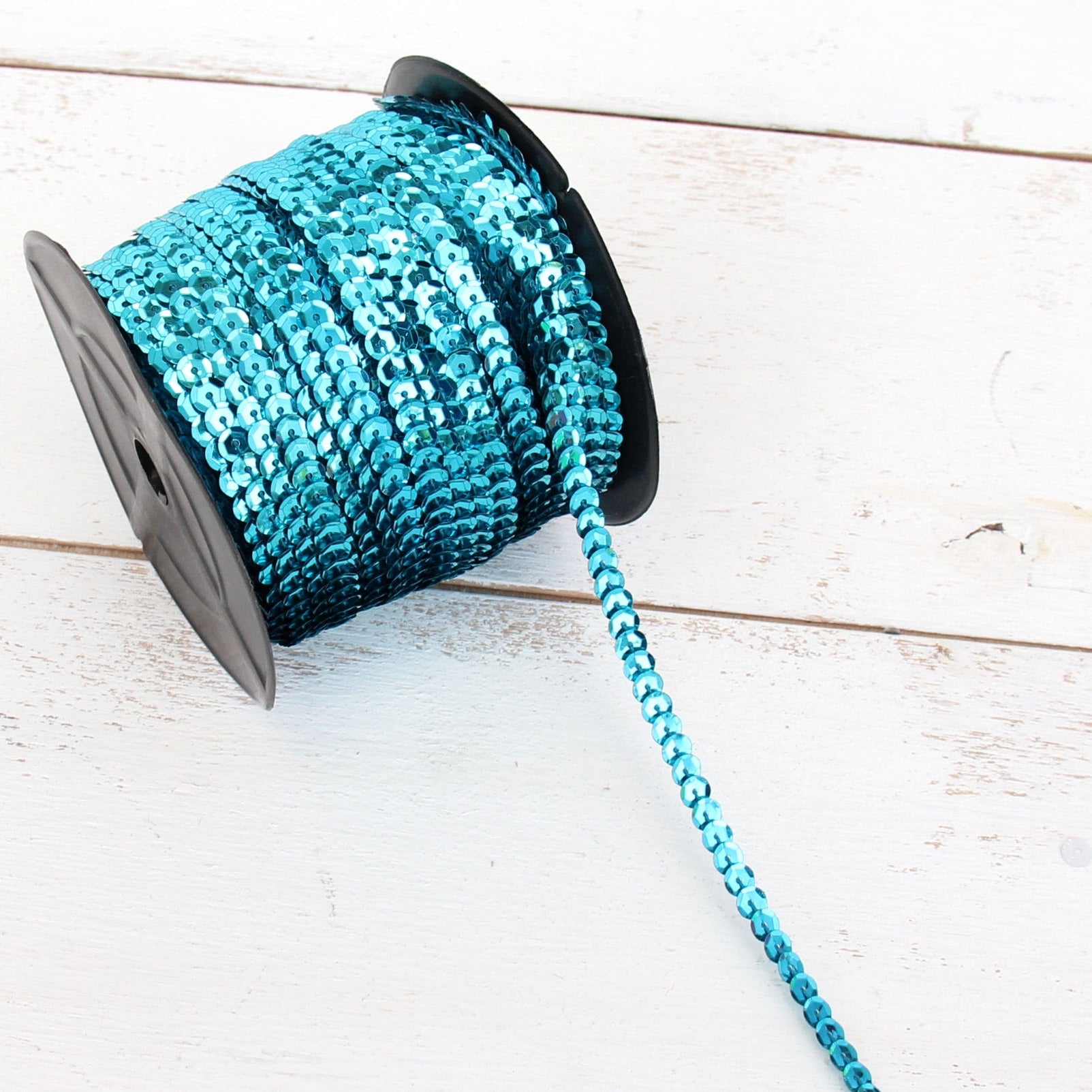 6MM Sequin String 80YD Roll - Aqua Flat Metallic — Threadart.com