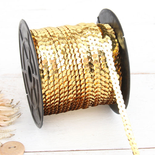 6MM Sequin String 80YD Roll - Gold Faceted LZ - Threadart.com