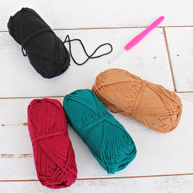 Crochet 100% Pure Cotton Yarn #4 Set  - 4 Pack of Jewel Tone Colors - Threadart.com