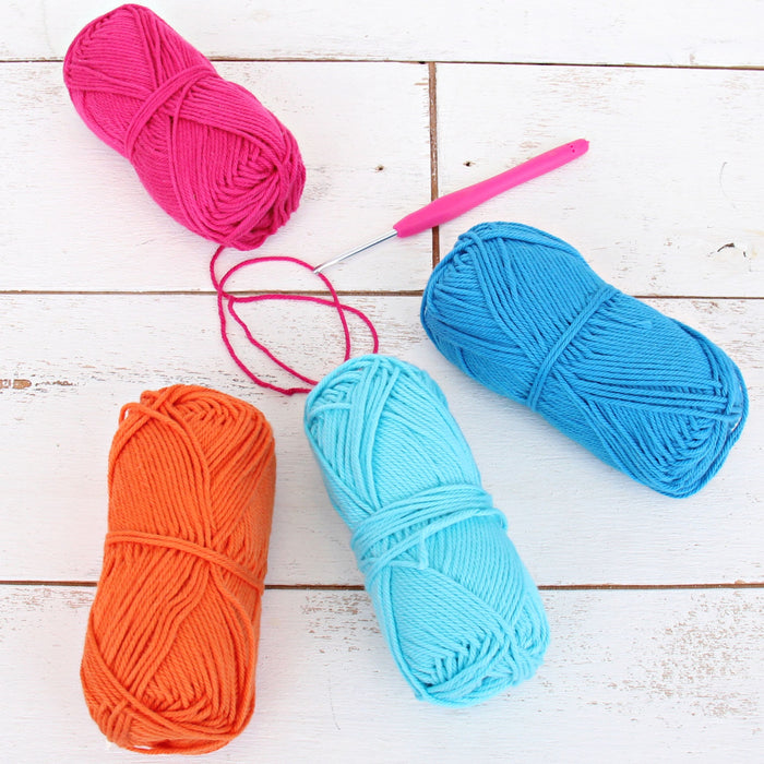 Crochet 100% Pure Cotton Yarn #4 Set  - 4 Pack of Electric Pop Colors - Threadart.com
