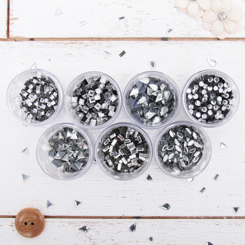 Shaped Rhinestones - Complete Set 7 Unique Shapes - Brilliant Crystal Hot Fix Stones - Threadart.com
