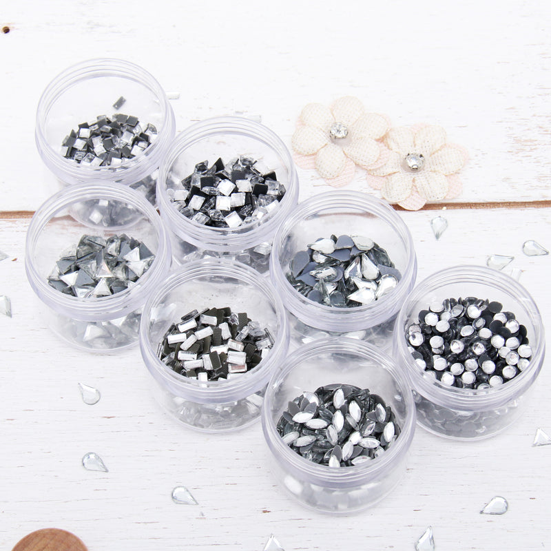 Shaped Rhinestones - Complete Set 7 Unique Shapes - Brilliant Crystal Hot Fix Stones - Threadart.com