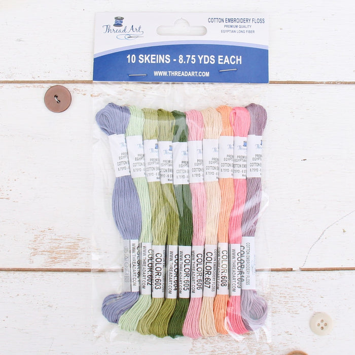 Spring Flowers Thread Premium Cotton Embroidery Floss Set in 10 Spring Flowers Colors - Six ...