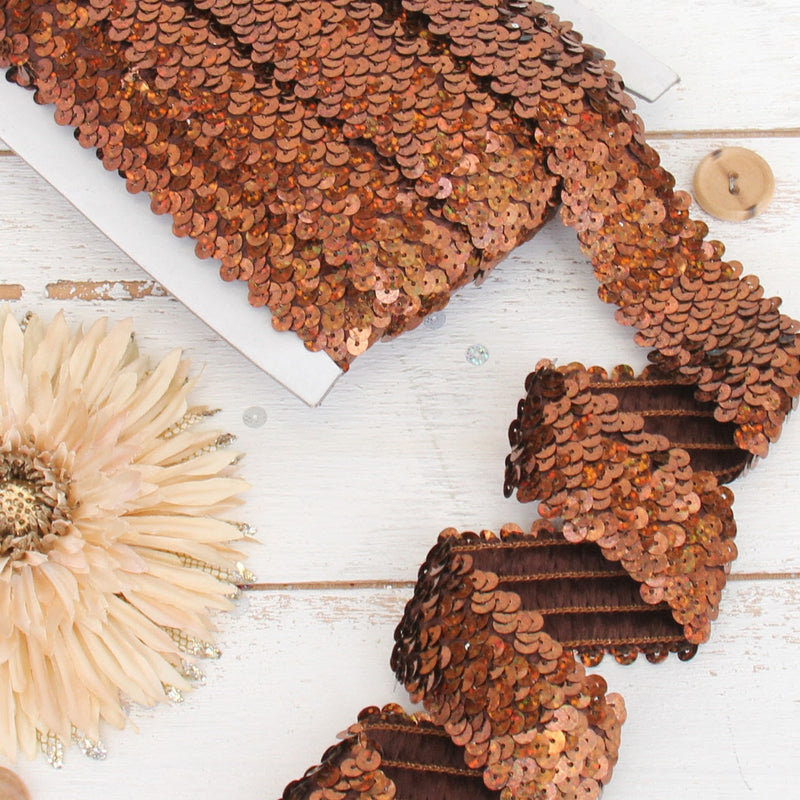 Stretch Sequin Roll - 1 1/2in - Chocolate - 10 meters (11 yards) - Threadart.com