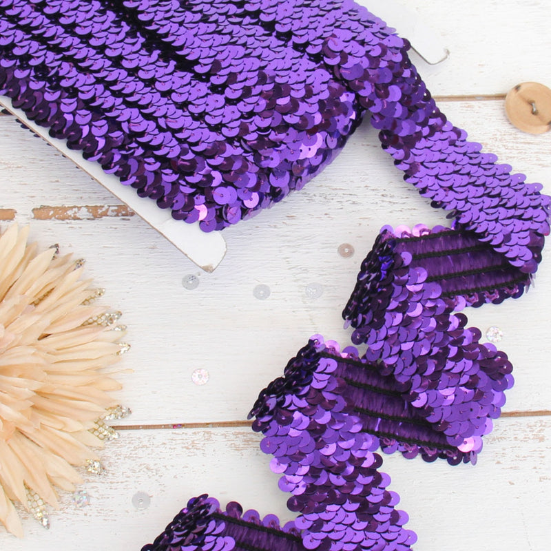 Stretch Sequin Roll - 1 1/2in - Purple - 10 Meters (11 Yards) - Threadart.com