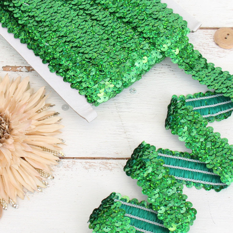 Stretch Sequin Roll - 1in - Green - 10 meters (11 yards) - Threadart.com