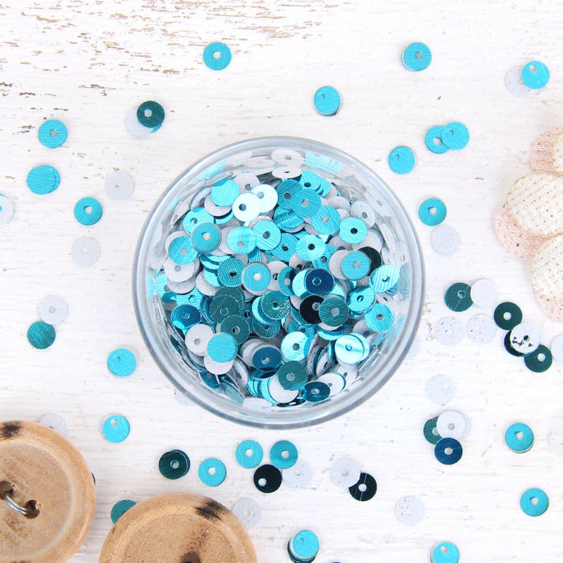 HotFix Loose Sequins - 4MM Turquoise Metallic - Threadart.com