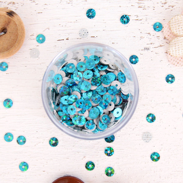 HotFix Loose Sequins - 4MM Turquoise Hologram - Threadart.com