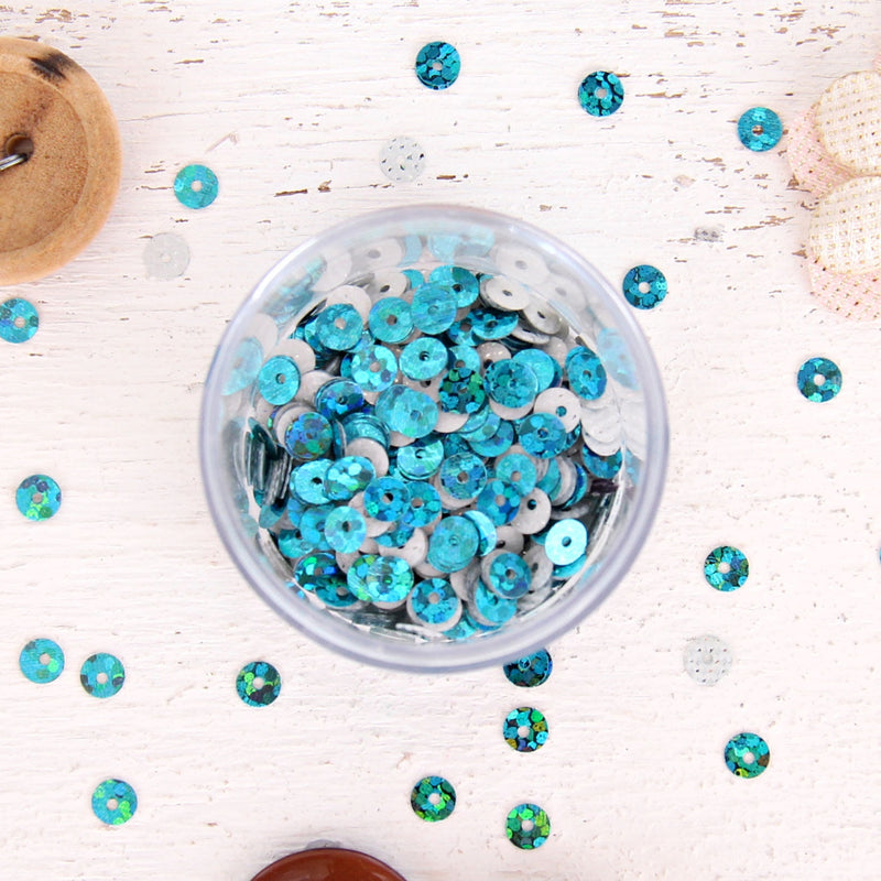 HotFix Loose Sequins - 4MM Turquoise Hologram - Threadart.com