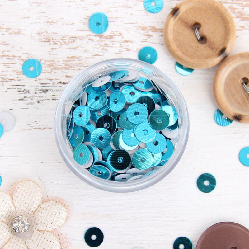 HotFix Loose Sequins - 6MM Turquoise Metallic - Threadart.com