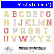 Varsity Font Letters Alphabet Two Colors- Machine Embroidery Designs - 3 Sizes, 8 Formats - Threadart.com