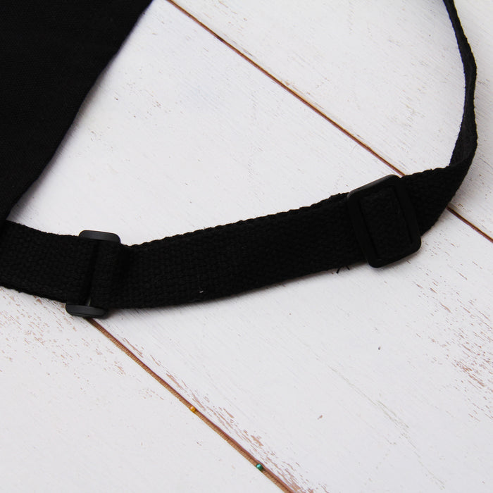 Black Canvas 100% Cotton Adjustable Apron Bib with Twin Pockets - Threadart.com