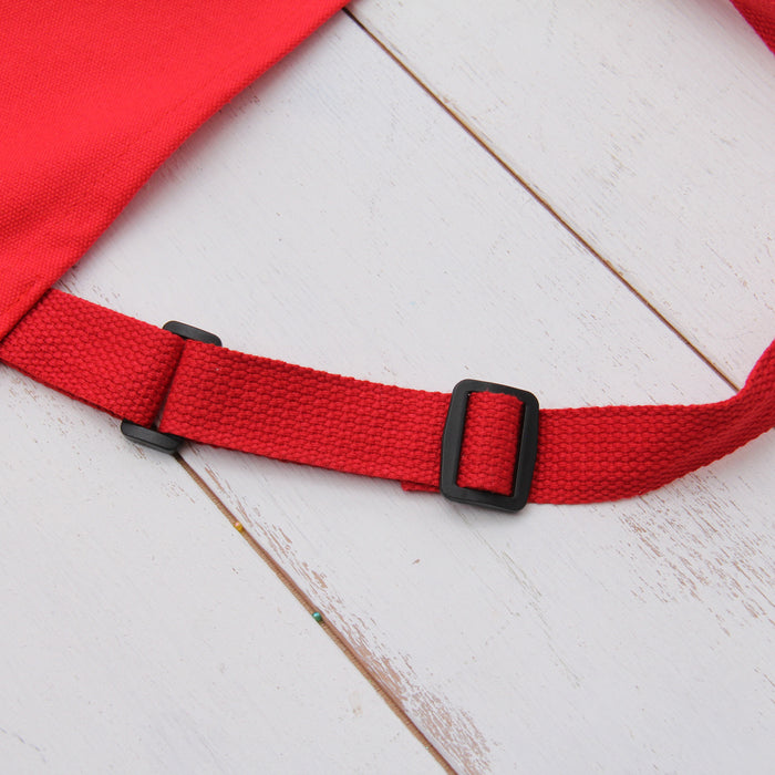 Red Canvas 100% Cotton Adjustable Apron Bib with Twin Pockets - Threadart.com