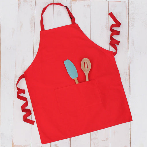 Ten Pack of Red Canvas 100% Cotton Adjustable Apron Bib with Twin Pockets - Threadart.com