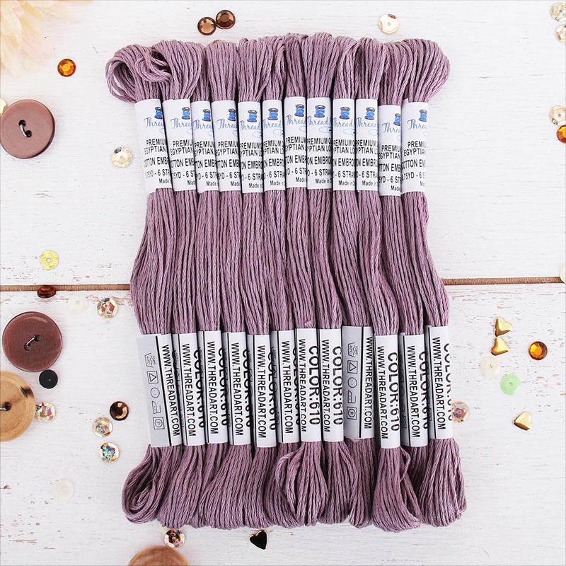 Antique Violet Premium Cotton Embroidery Floss - Box of 12 - Six Strand Thread - No. 610 - Threadart.com