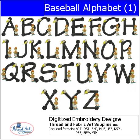 Machine Embroidery Designs - Baseball Alphabet(1) - Threadart.com