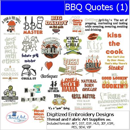 Machine Embroidery Designs - BBQ Quotes(1) - Threadart.com