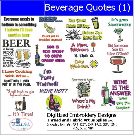 Machine Embroidery Designs - Beverage Quotes(1) - Threadart.com