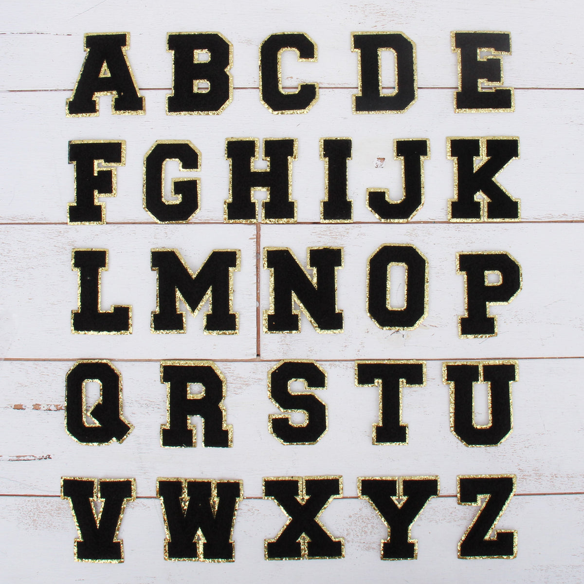 26 Black Iron On Varsity Letter Patches - Full Alphabet - Large 8 cm C —