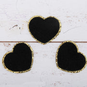 Iron On Chenille Patches - Set of 3 Hearts Chenille with Gold Glitter - Six Different Colors - Threadart.com