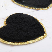 Iron On Chenille Patches - Set of 3 Hearts Chenille with Gold Glitter - Six Different Colors - Threadart.com