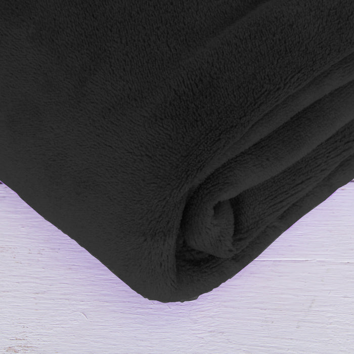 3 Pack of Plush Fleece Blanket - Black - Threadart.com