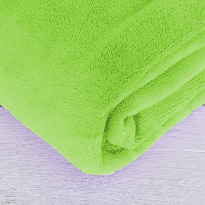 Pack of 3 Plush Fleece Blanket - Lime Green - Threadart.com