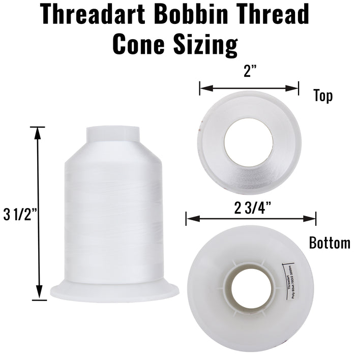 Bobbin Thread - 60wt White - 5000 Meters - Threadart.com