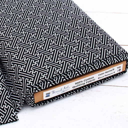 Premium Cotton Quilting Fabric Sold By The Yard - Patterned Black & White 4 - Threadart.com