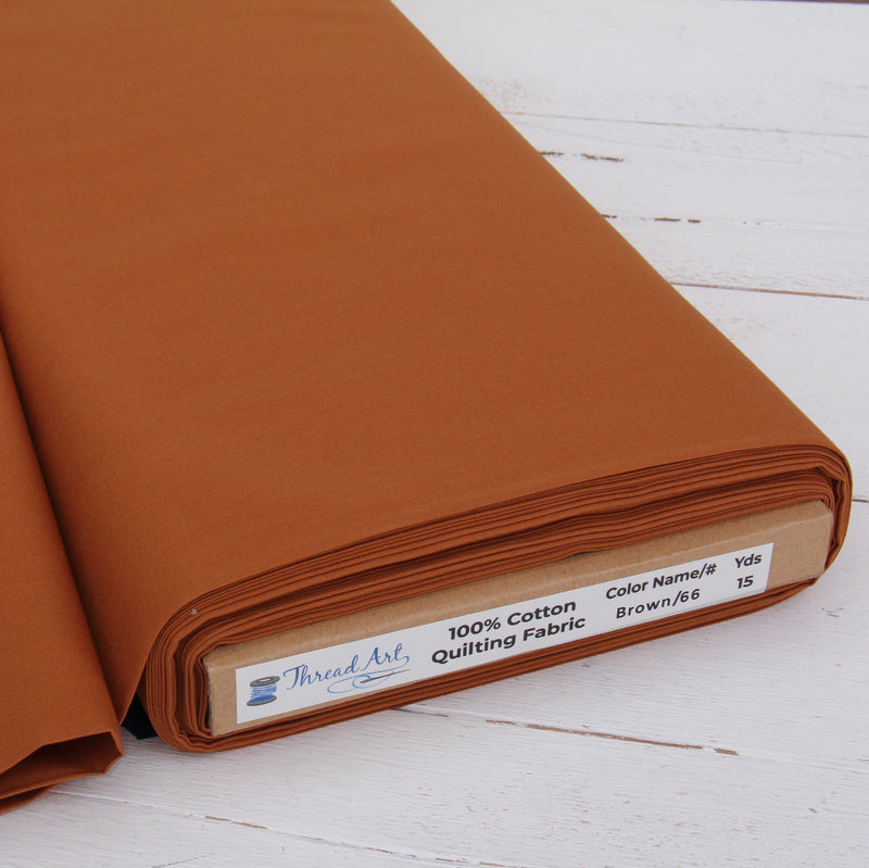 Premium Cotton Quilting Fabric Sold By The Yard - Solid Brown - Threadart.com
