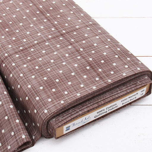 Premium Cotton Quilting Fabric Sold By The Yard - Patterned Dot Brown 6 - Threadart.com