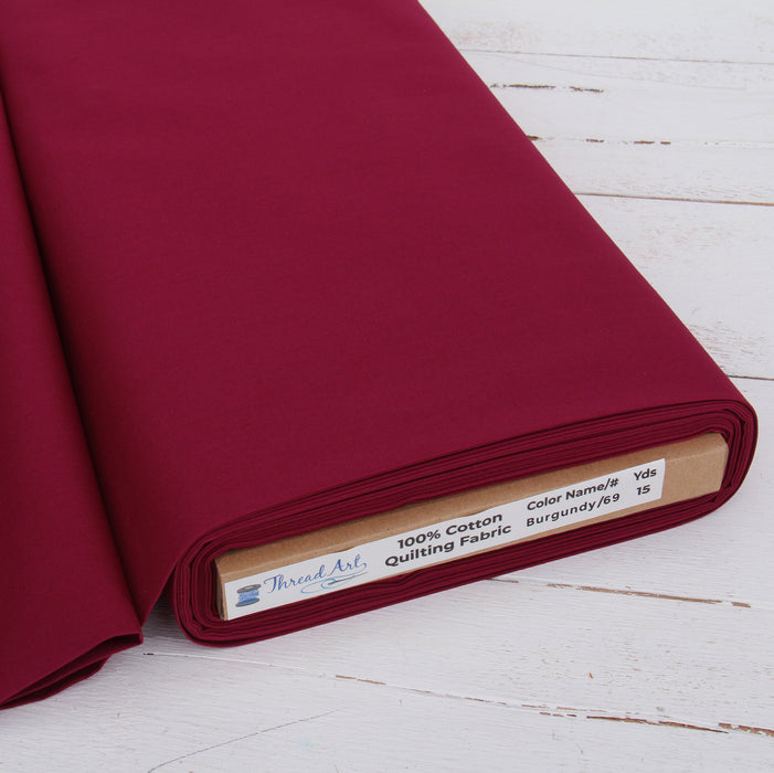 Premium Cotton Quilting Fabric Sold By The Yard - Solid Burgundy - Threadart.com