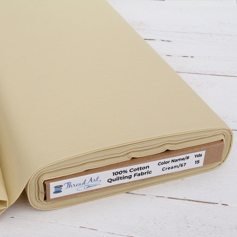 Premium Cotton Quilting Fabric Sold By The Yard - Solid Cream - Threadart.com