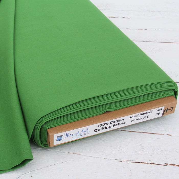 Premium Cotton Quilting Fabric Sold By The Yard - Solid Forest Green - Threadart.com
