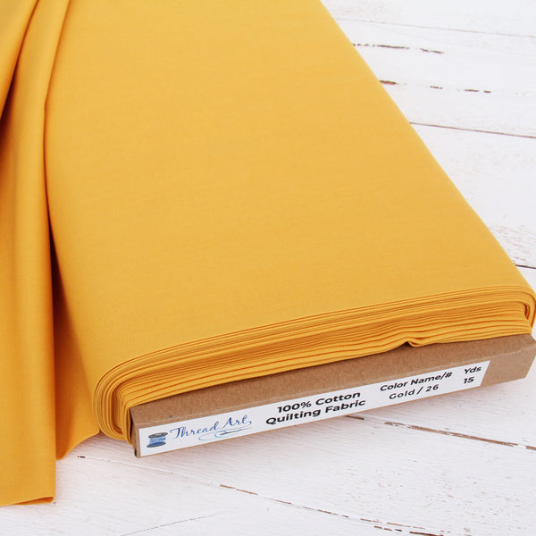 Premium Cotton Quilting Fabric Sold By The Yard - Solid Gold - Threadart.com