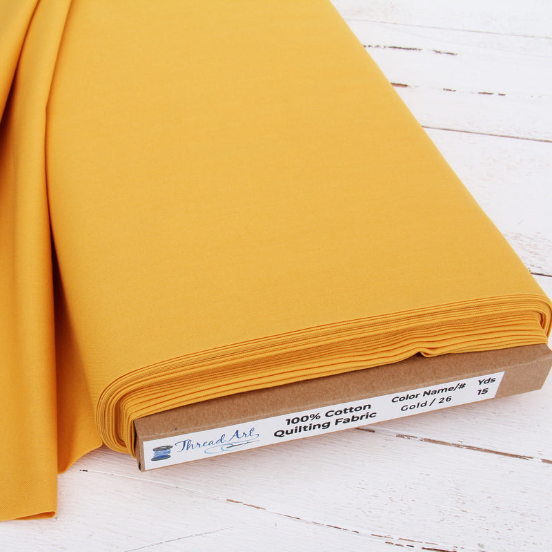 Premium Cotton Quilting Fabric Sold By The Yard - Solid Gold - Threadart.com