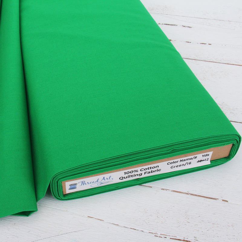 Premium Cotton Quilting Fabric Sold By The Yard - Solid Green - Threadart.com