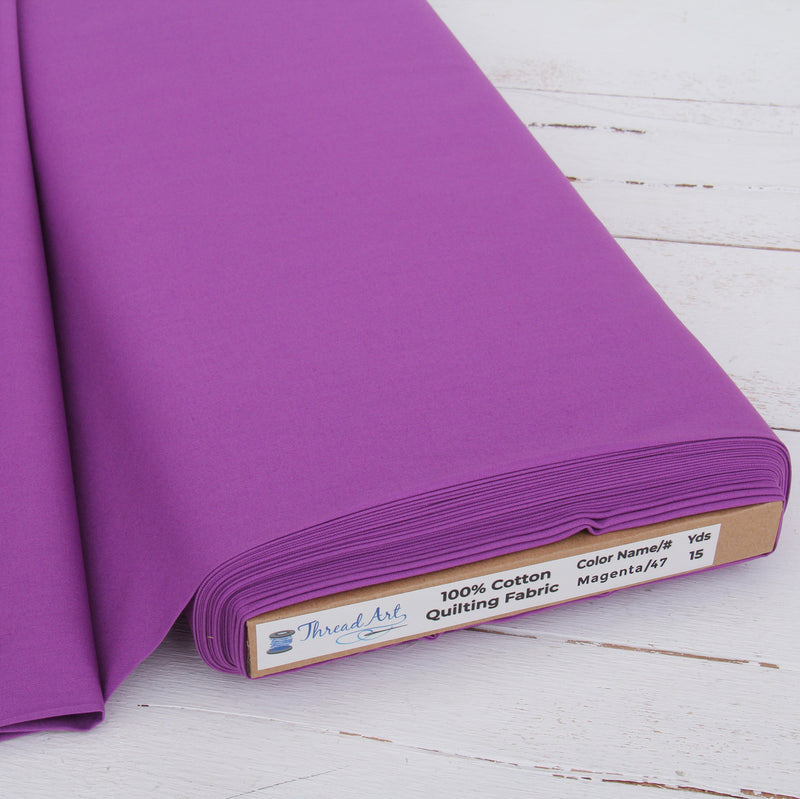 Premium Cotton Quilting Fabric Sold By The Yard - Solid Magenta - Threadart.com