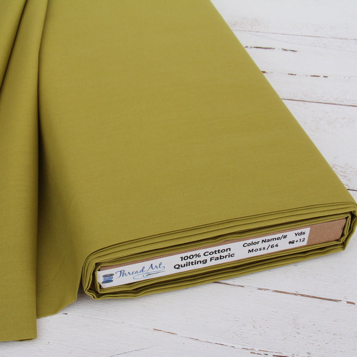 Premium Cotton Quilting Fabric Sold By The Yard - Solid Moss Green - Threadart.com