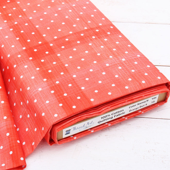 Premium Cotton Quilting Fabric Sold By The Yard - Patterned Dot Orange 4 - Threadart.com