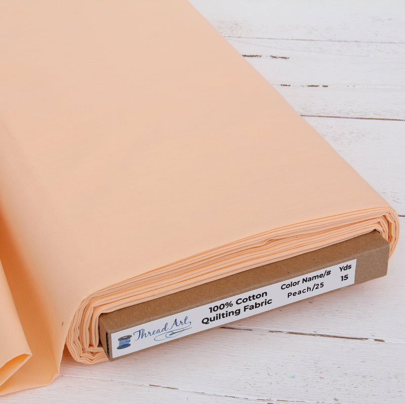 Premium Cotton Quilting Fabric Sold By The Yard - Solid Peach - Threadart.com