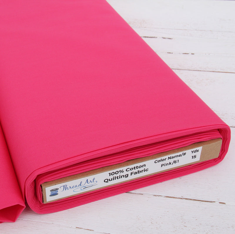 Premium Cotton Quilting Fabric Sold By The Yard - Solid Pink - Threadart.com
