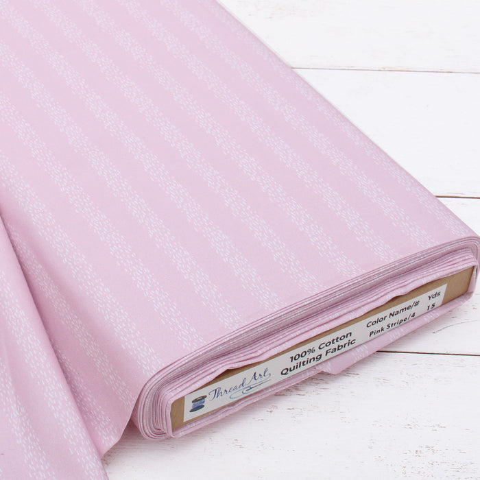 Premium Cotton Quilting Fabric Sold By The Yard - Patterned Stripe Pink 4 - Threadart.com