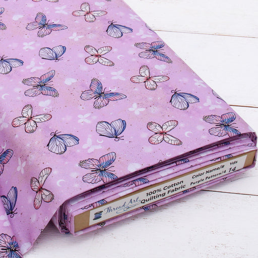 Premium Cotton Quilting Fabric Sold By The Yard - Patterned Butterfly Purple 4 - Threadart.com