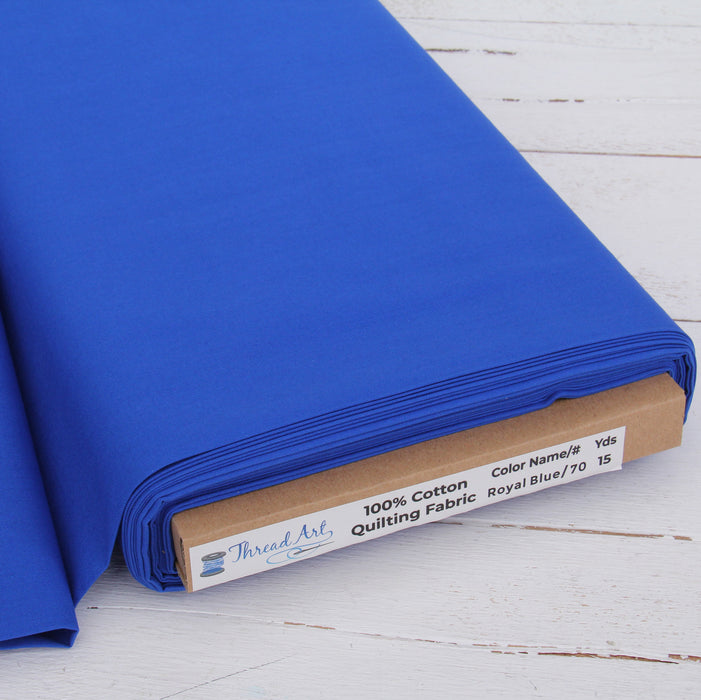 Premium Cotton Quilting Fabric Sold By The Yard - Solid Royal Blue - Threadart.com