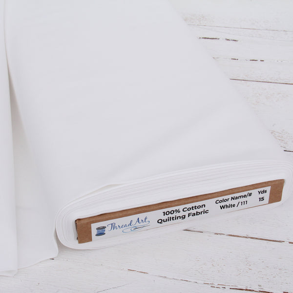 Premium Cotton Quilting Fabric Sold By The Yard - Solid White - Threadart.com