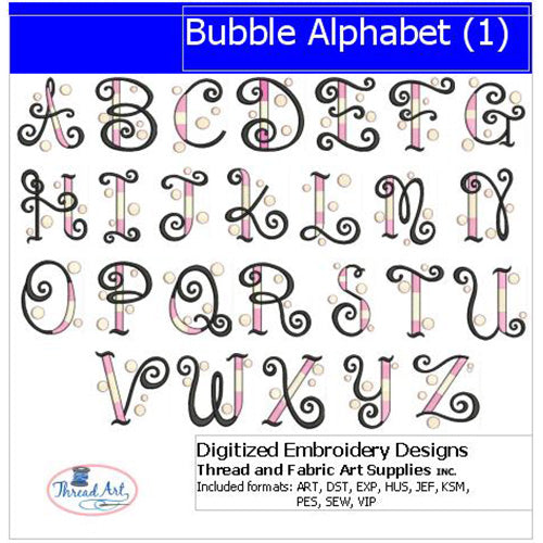 Machine Embroidery Designs - Bubble Alphabet(1) - Threadart.com