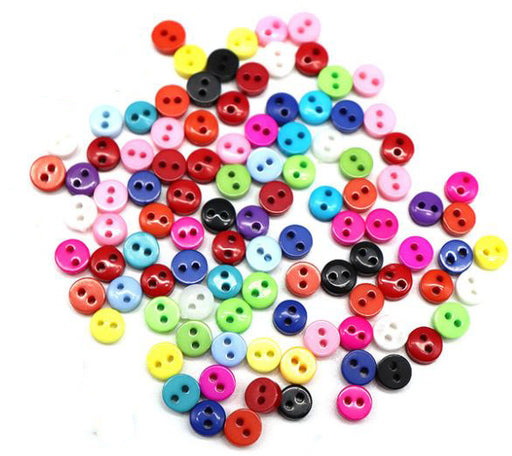 Mixed Color Buttons - 50 Per Pkg - 6mm - Threadart.com