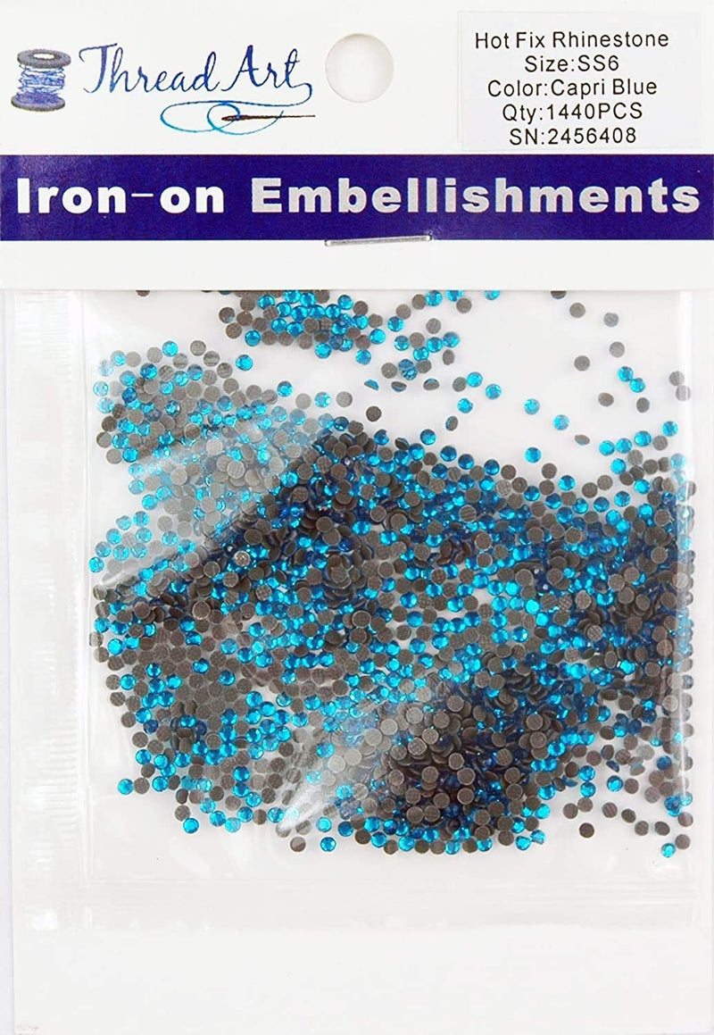 Hot Fix Rhinestones - SS6 - Capri Blue - 1440 stones - Threadart.com